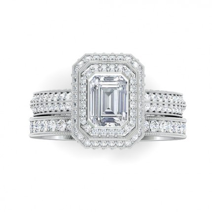 Custom Wedding Band 2 Diamond Ring in 18kt White Gold AU